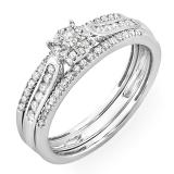 0.40 Carat (ctw) 14k White Gold Round Diamond Ladies Bridal Engagement Ring Set