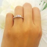 0.33 Carat (ctw) 14k White Gold Princess & Round Diamond Ladies 3 Stone Bridal Engagement Ring