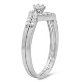 0.50 Carat (ctw) 14k White Gold Round Diamond Ladies Bridal Engagement Ring Matching Band Set 1/2 CT