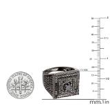 2.80 Carat (ctw) Black Rhodium Plated 10K White Gold Round Black Diamond Mens Ring
