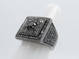 2.80 Carat (ctw) Black Rhodium Plated 10K White Gold Round Black Diamond Mens Ring
