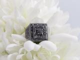 2.80 Carat (ctw) Black Rhodium Plated 10K White Gold Round Black Diamond Mens Ring