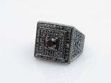 2.80 Carat (ctw) Black Rhodium Plated 10K White Gold Round Black Diamond Mens Ring