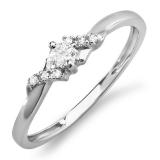 0.18 Carat (ctw) 18k White Gold Round Diamond Ladies Bridal Promise Engagement Ring