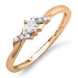 0.18 Carat (ctw) 18k Rose Gold Round Diamond Ladies Bridal Promise Engagement Ring