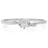 0.18 Carat (ctw) 18k White Gold Round Diamond Ladies Bridal Promise Engagement Ring