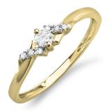 0.18 Carat (ctw) 10K Yellow Gold Round Diamond Ladies Bridal Promise Engagement Ring