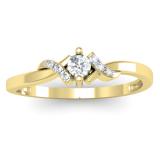 0.18 Carat (ctw) 10K Yellow Gold Round Diamond Ladies Bridal Promise Engagement Ring