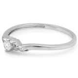 0.18 Carat (ctw) 10k White Gold Round Diamond Ladies Bridal Promise Engagement Ring