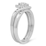0.55 Carat (ctw) 10k White Gold Round Diamond Ladies Bridal Engagement Ring Matching Band Set