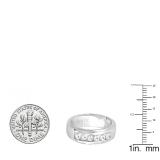 1.00 Carat (ctw) 14k White Gold Round Diamond Channel Mens Ring