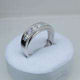 1.00 Carat (ctw) 14k White Gold Round Diamond Channel Mens Ring