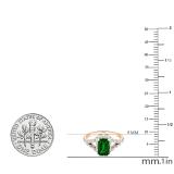 7X5 MM Emerald Cut Lab Created Emerald & White Diamond Ladies Engagement Ring 18K Rose Gold