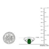 7X5 MM Emerald Cut Lab Created Emerald & White Diamond Ladies Engagement Ring 18K White Gold