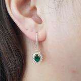 14K Rose Gold 7X5 MM Each Oval Cut Lab Created Emerald & Round Diamond Ladies Dangling Earrings