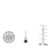 10K White Gold 5.5 MM Each Round Lab Created Blue Sapphire And Round & Baguette Diamond Earrings