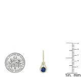 10K Yellow Gold 5.5 MM Each Round Lab Created Blue Sapphire And Round & Baguette Diamond Earrings