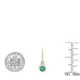 18K Yellow Gold 5.5 MM Each Round Lab Created Emerald And Round & Baguette Diamond Earrings