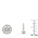 14K Yellow Gold 5.5 MM Each Round Lab Created White Sapphire & Diamond Ladies Dangling Earrings