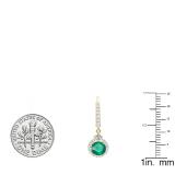 10K Yellow Gold 5.5 MM Each Round Lab Created Emerald And Round & Princess Diamond Earrings