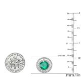 14K White Gold 6 MM Each Round Lab Created Emerald & White Diamond Ladies Stud Earrings