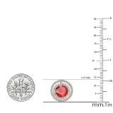14K Rose Gold 6 MM Each Round Lab Created Ruby & White Diamond Ladies Stud Earrings