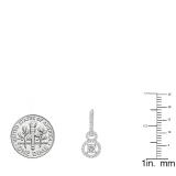 10K White Gold 4.5 MM Round Lab Created White Sapphire & Diamond Ladies Halo Dangling Earrings