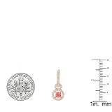 10K Rose Gold 4.5 MM Round Lab Created Ruby & White Diamond Ladies Halo Dangling Earrings