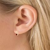 10K Yellow Gold 6 MM Each Cushion Cut Lab Created Ruby & Round Diamond Drop Earrings