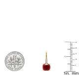 10K Yellow Gold 6 MM Each Cushion Cut Lab Created Ruby & Round Diamond Drop Earrings