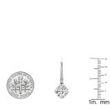 10K White Gold 8 MM Cushion Cut Lab Created White Sapphire & Round Cut White Diamond Drop Earrings