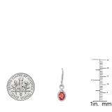 18K White Gold 7X5 MM Each Oval Lab Created Ruby & Round Diamond Dangling Drop Earrings