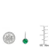 14K White Gold 6 MM Each Cushion Lab Created Emerald & Round Diamond Ladies Hoop Earrings