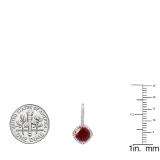 10K White Gold 6 MM Each Cushion Lab Created Ruby & Round Diamond Ladies Hoop Earrings