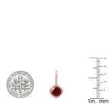 14K Rose Gold 6 MM Each Cushion Lab Created Ruby & Round Diamond Ladies Hoop Earrings