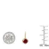 18K Yellow Gold 6 MM Each Cushion Lab Created Ruby & Round Diamond Ladies Hoop Earrings