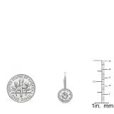 10K White Gold 7 MM Each Round Lab Created White Sapphire & White Diamond Ladies Hoop Earrings