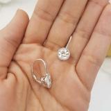 10K White Gold 7 MM Each Round Lab Created White Sapphire & White Diamond Ladies Hoop Earrings