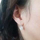 10K White Gold 7 MM Each Round Lab Created White Sapphire & White Diamond Ladies Hoop Earrings