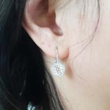 14K White Gold 7 MM Each Round Lab Created White Sapphire & White Diamond Ladies Hoop Earrings