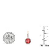 10K Rose Gold 7 MM Each Round Lab Created Ruby & White Diamond Ladies Hoop Earrings