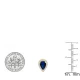 14K Yellow Gold 8X5 MM Each Pear Lab Created Blue Sapphire & Round White Diamond Stud Earrings