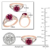 Cushion 8mm Ruby & Round White Diamond Halo Style Split Shank Engagement Ring for Women (White Diamond: 0.40 CT, Color I-J, Clarity I1-I2) in 14K Rose Gold
