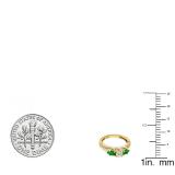 10K Yellow Gold 5X3 MM Pear Lab Created Emerald & Round Diamond Ladies 3 Stone Engagement Ring