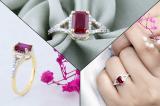 7X5 MM Lab Created Ruby & 0.15 CT White Diamond Split Shank Ladies Engagement Ring, 10K Yellow Gold
