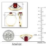 7X5 MM Lab Created Ruby & 0.15 CT White Diamond Split Shank Ladies Engagement Ring, 10K Yellow Gold