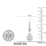 8X5 MM Lab Created Round & Pear White Sapphire & Round Diamond Dangling Earrings 10K White Gold