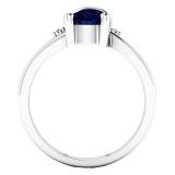 10K White Gold 8X6 MM Pear Lab Created Blue Sapphire & Round Diamond Ladies 3 Stone Ring