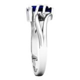 10K White Gold 8X6 MM Pear Lab Created Blue Sapphire & Round Diamond Ladies 3 Stone Ring