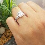 14K White Gold 7 MM Cushion Lab Created White Sapphire & Round Diamond Ladies Bridal Ring Set